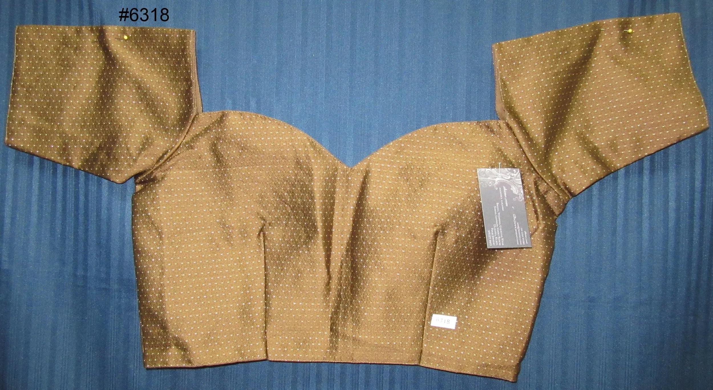 Choli 6318 Brown Jacquard Medium Size Off Shoulder Choli Saree Blouse