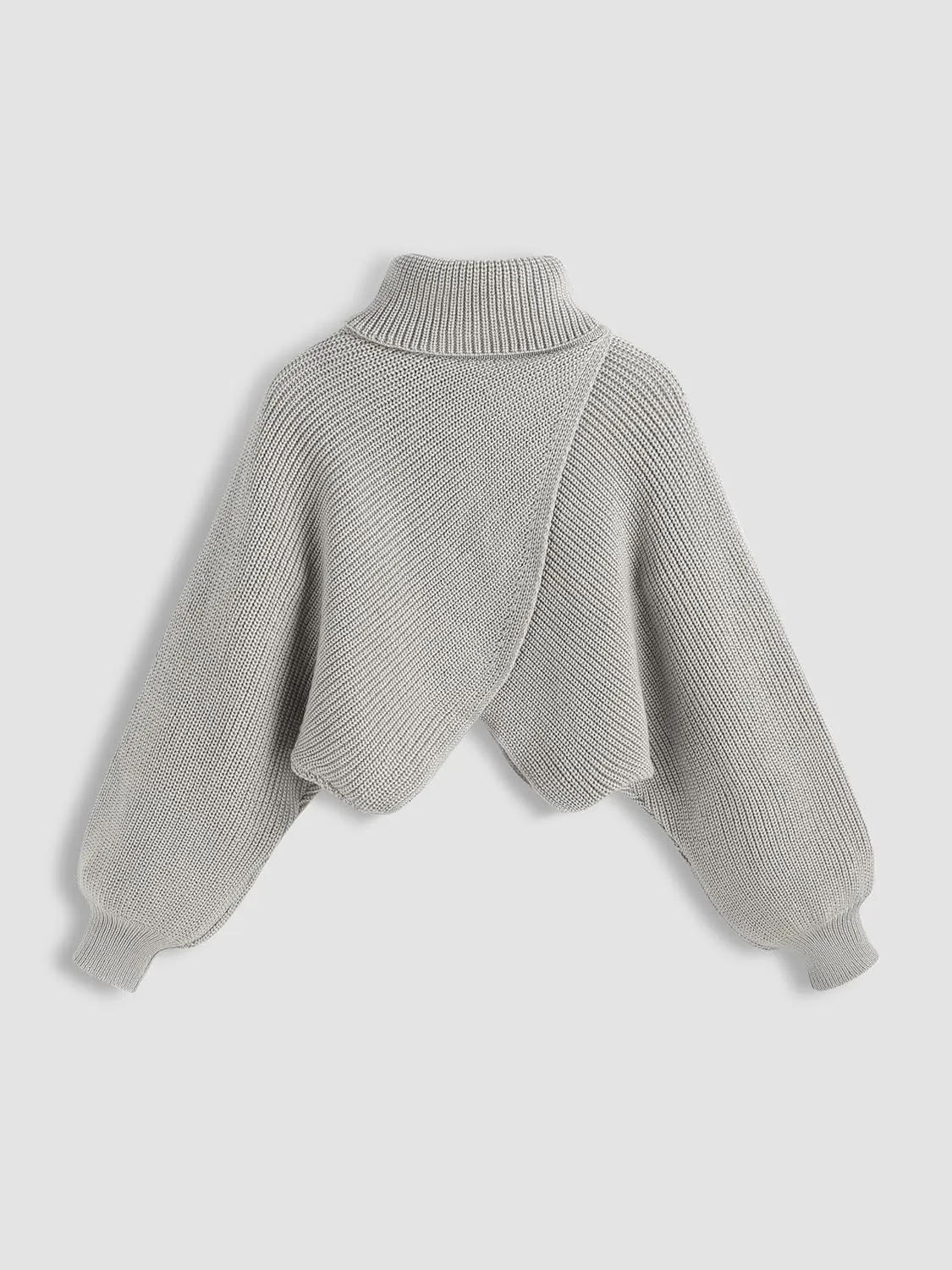 CIDER Cropped Sweaters for Women Turtleneck Long Sleeve Fall Sweaters Chunky Ribbed Knit Lantern Sleeve Pullover 2024