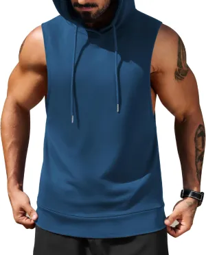 COOFANDY Sleeveless Hoodies for Men Workout Hooded Tank Tops Muscle Cut Off Shirts Bodybuilding Gym Shirt