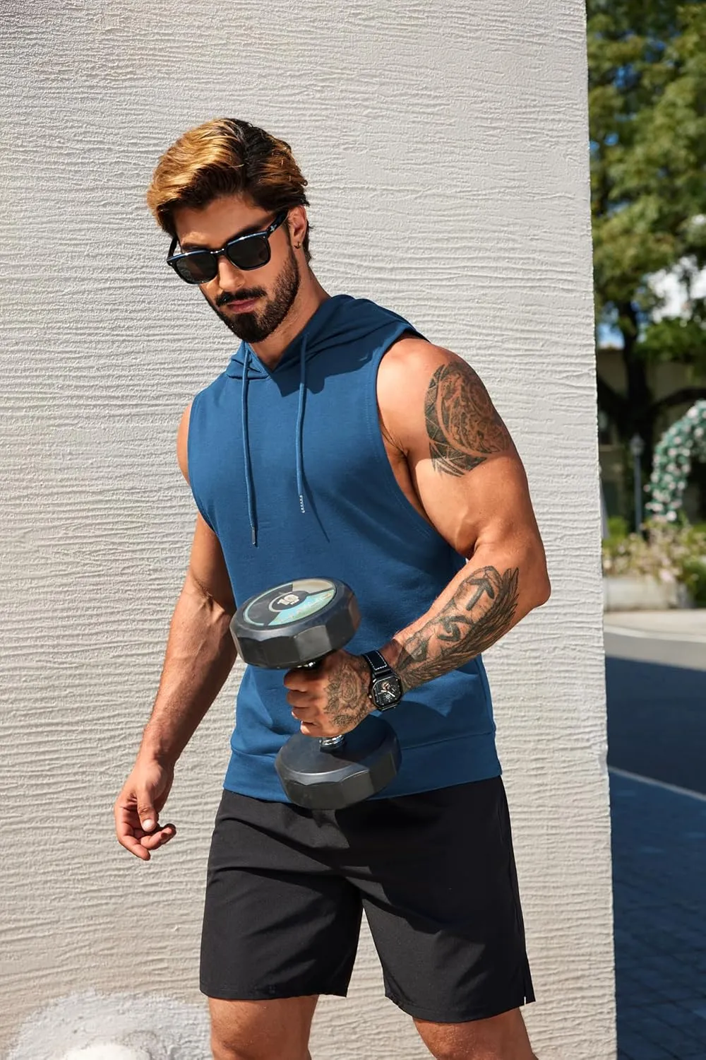 COOFANDY Sleeveless Hoodies for Men Workout Hooded Tank Tops Muscle Cut Off Shirts Bodybuilding Gym Shirt