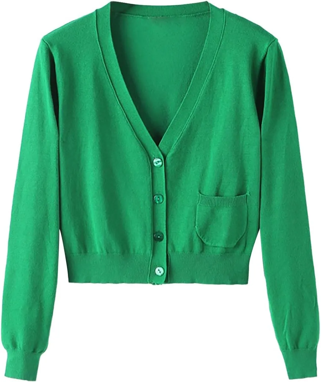 Cotton Sweaters for Women Oversized Cardigan Knitted Button Up Fall Clothing Deep V Neck Long Sleeve Cropped Lightweight Coat