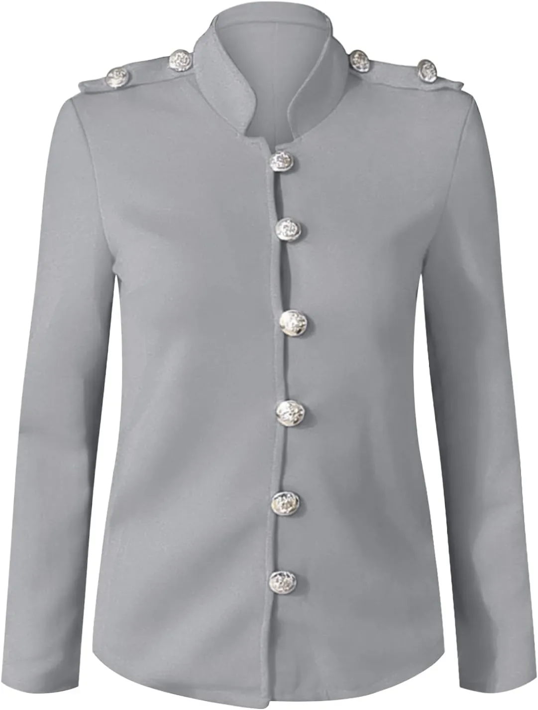 Crop Blazer for Women Mock Neck Button Jacket Open Front Cardigan Blouse Tops Business Casual Suit Coats