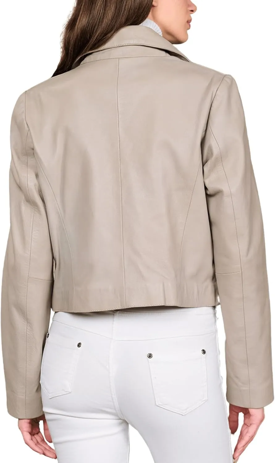 Cropped Leather Jacket Women | Genuine Leather Coat Snap Button Closure Short Blazers for Women
