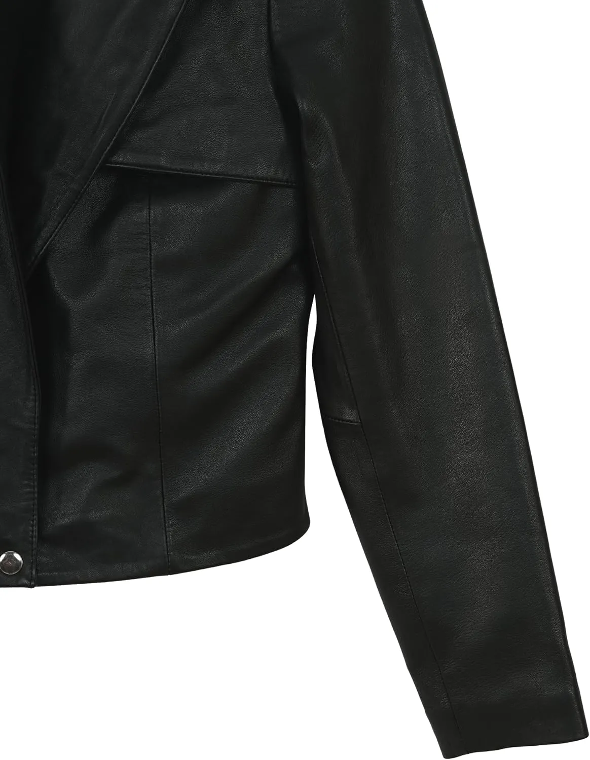 Cropped Leather Jacket Women | Genuine Leather Coat Snap Button Closure Short Blazers for Women