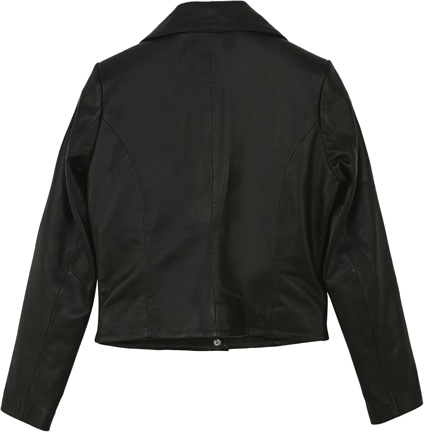 Cropped Leather Jacket Women | Genuine Leather Coat Snap Button Closure Short Blazers for Women