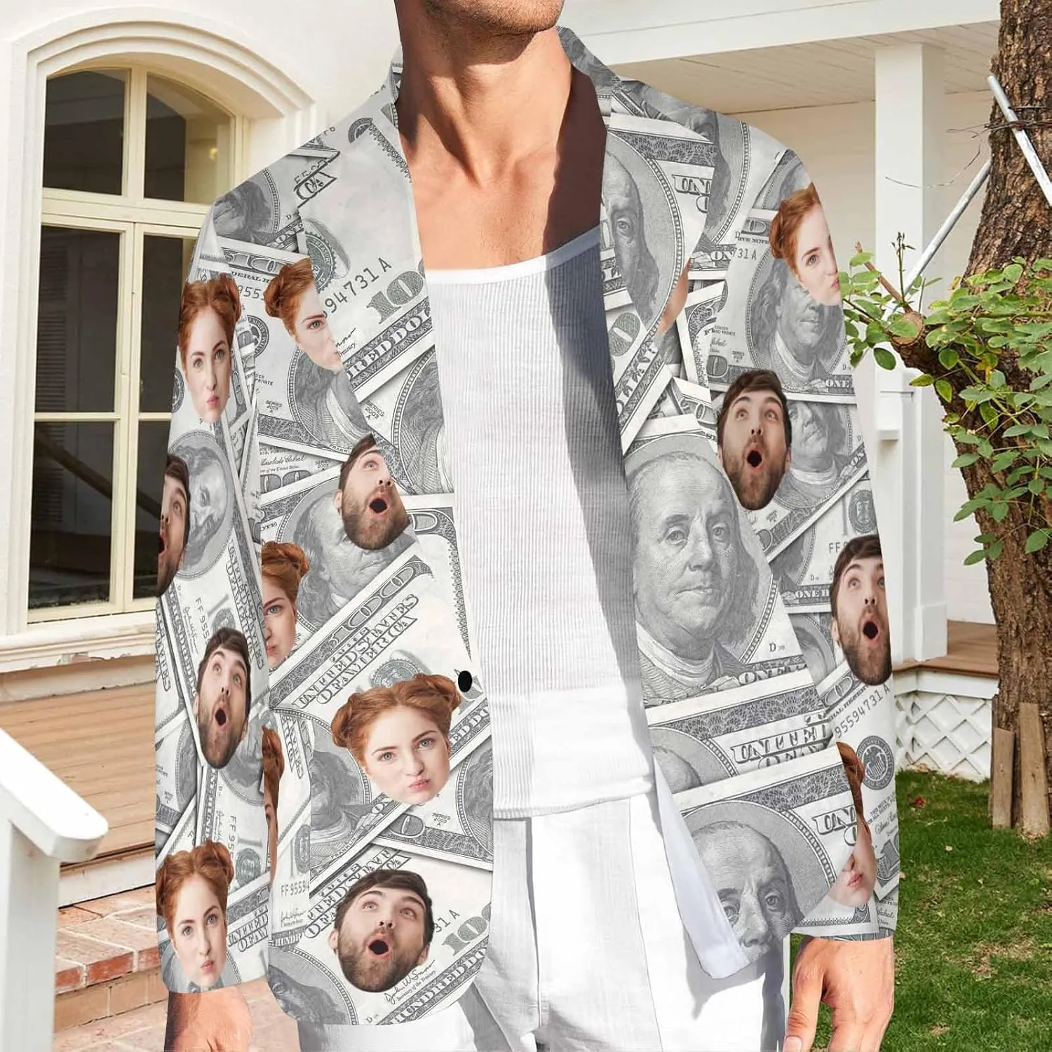 Custom Blazer Jacket for Women Men Personalized Face Couples Blazer Suit Funny Business Casual Christmas Coats Gift
