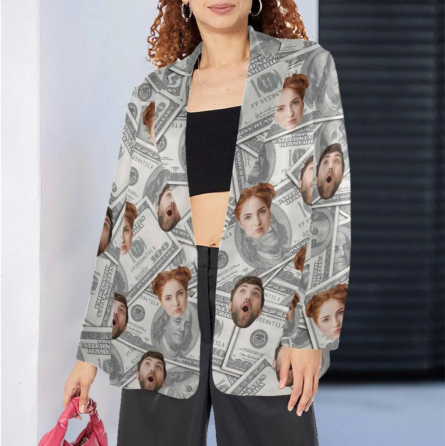 Custom Blazer Jacket for Women Men Personalized Face Couples Blazer Suit Funny Business Casual Christmas Coats Gift