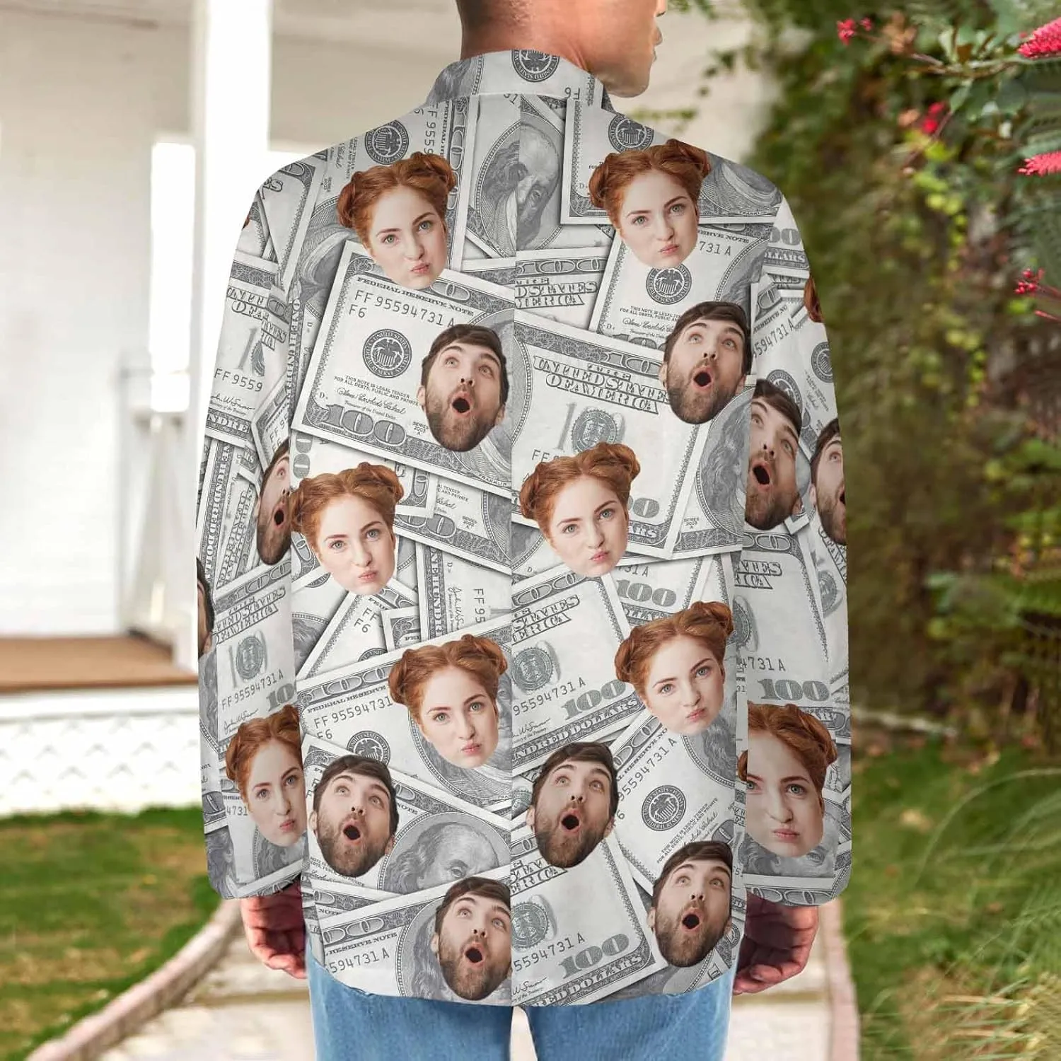 Custom Blazer Jacket for Women Men Personalized Face Couples Blazer Suit Funny Business Casual Christmas Coats Gift