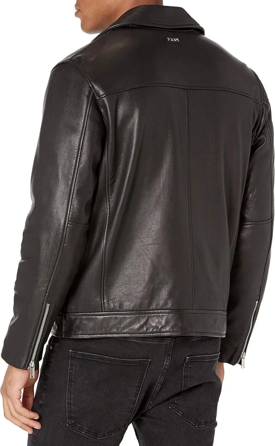 DKNY Mens Asymmetrical Leather Moto Jacket