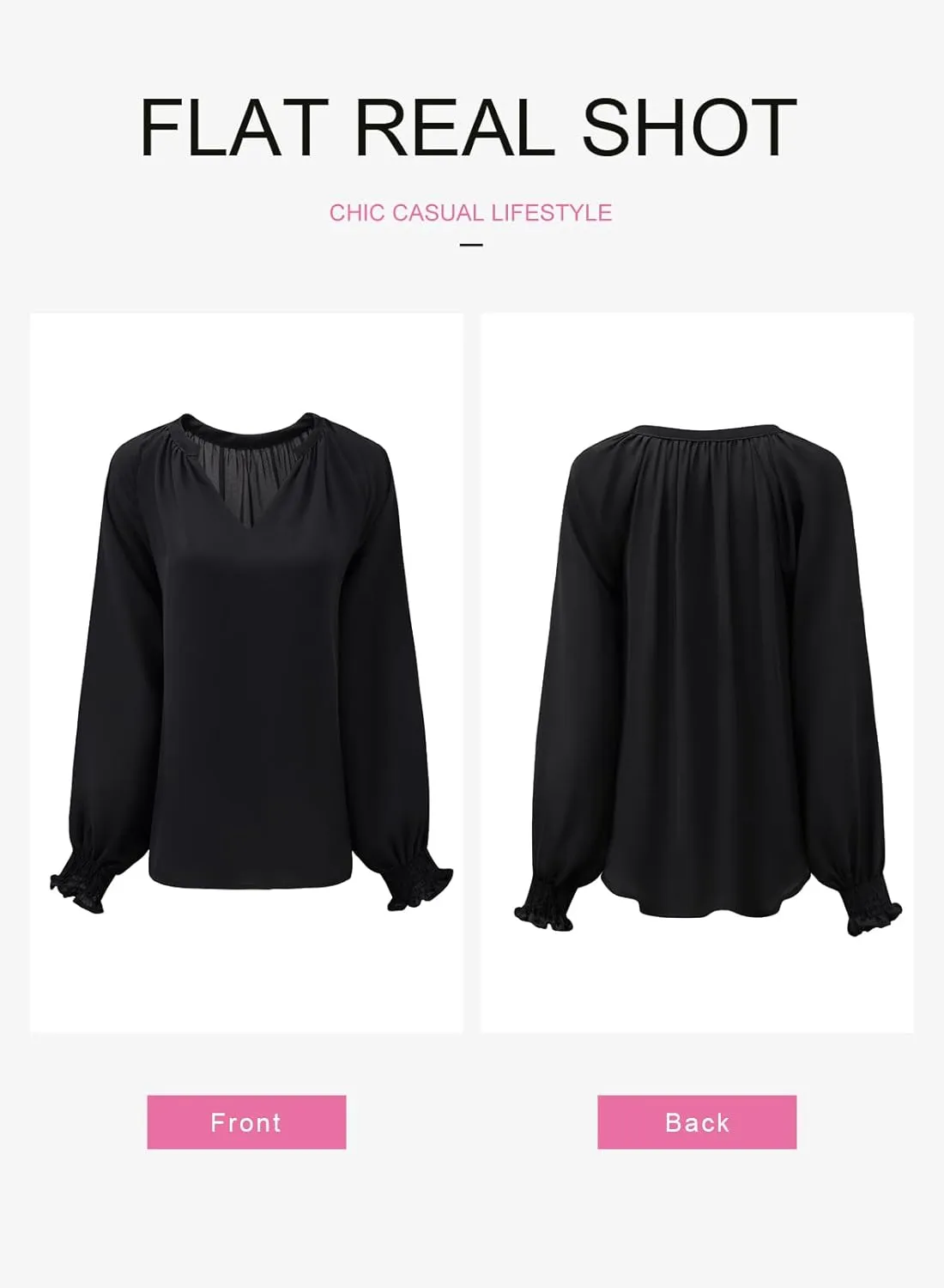 Dokotoo Womens Blouses Fashion Long Sleeve Shirts V Neck Business Casual Tops Spring Summer Outfits 2025
