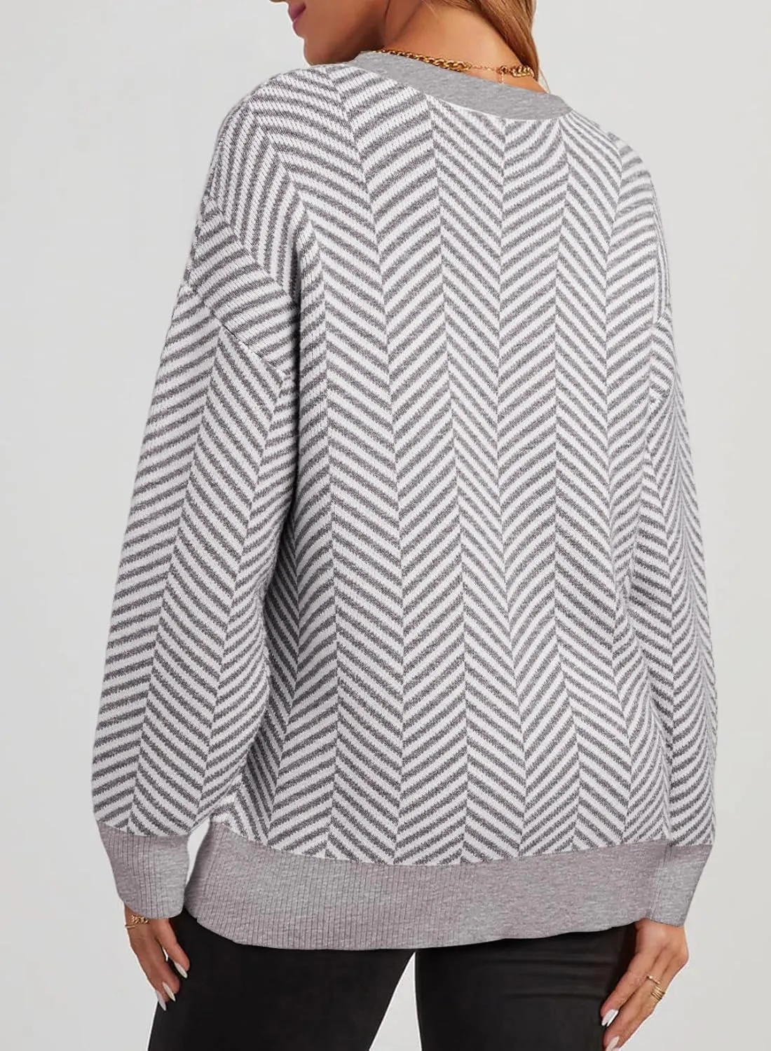 Dokotoo Women's Crewneck Cute Sweaters 2024 Striped Colorblock Fall Winter Knitted Pullover Tops