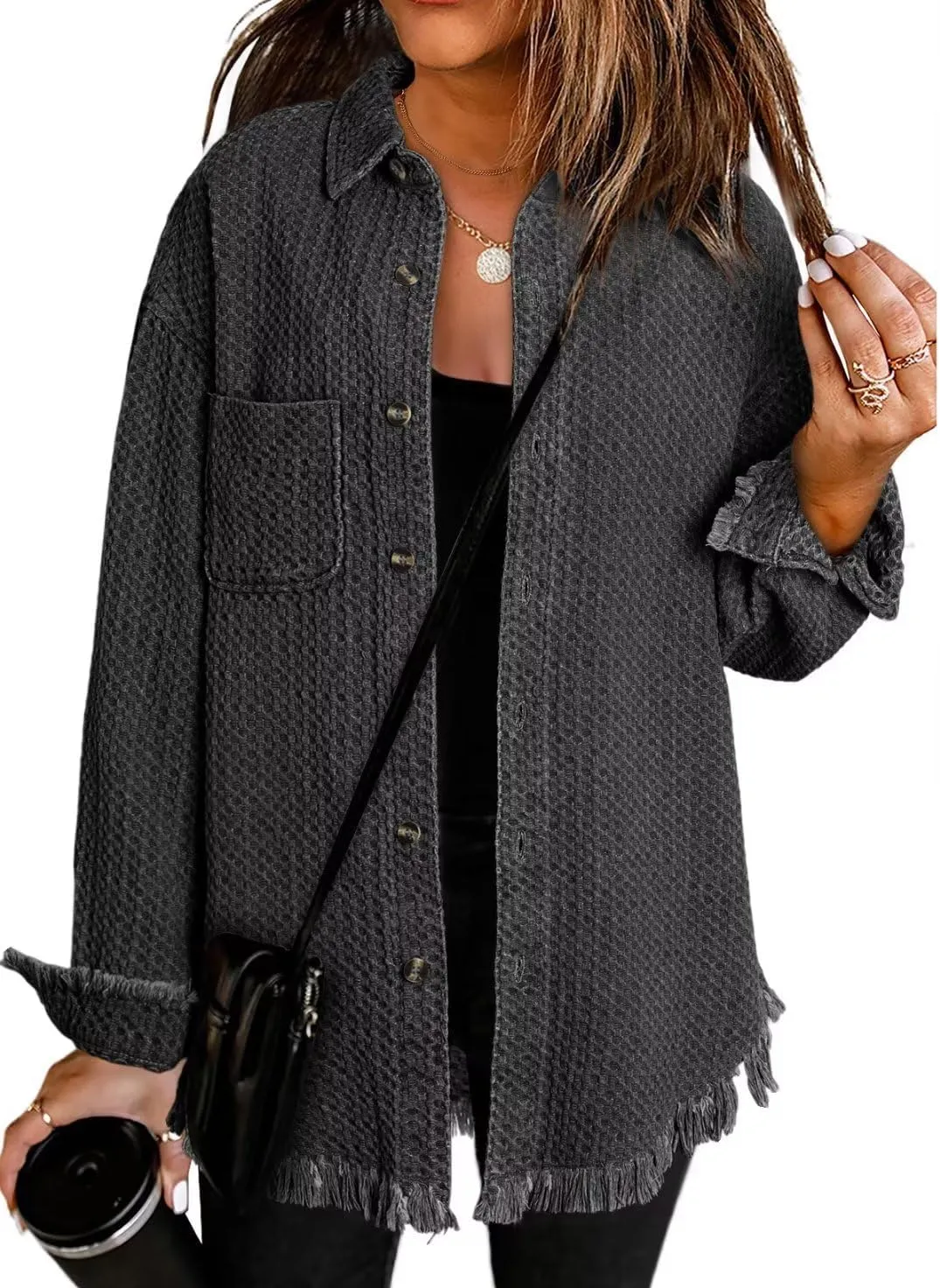 Dokotoo Women's Jean Jackets Button Down Distressed Denim Jacket Casual Long Boyfriend Coats Outwear
