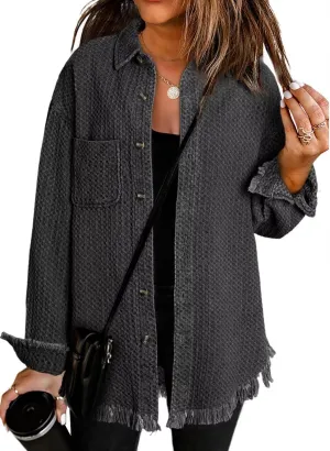 Dokotoo Women's Jean Jackets Button Down Distressed Denim Jacket Casual Long Boyfriend Coats Outwear