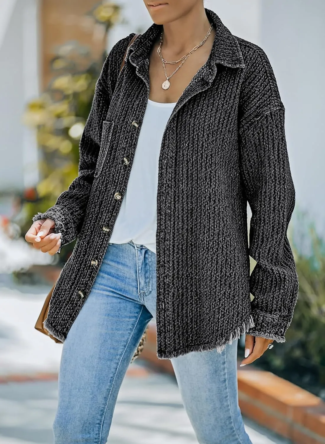Dokotoo Women's Jean Jackets Button Down Distressed Denim Jacket Casual Long Boyfriend Coats Outwear