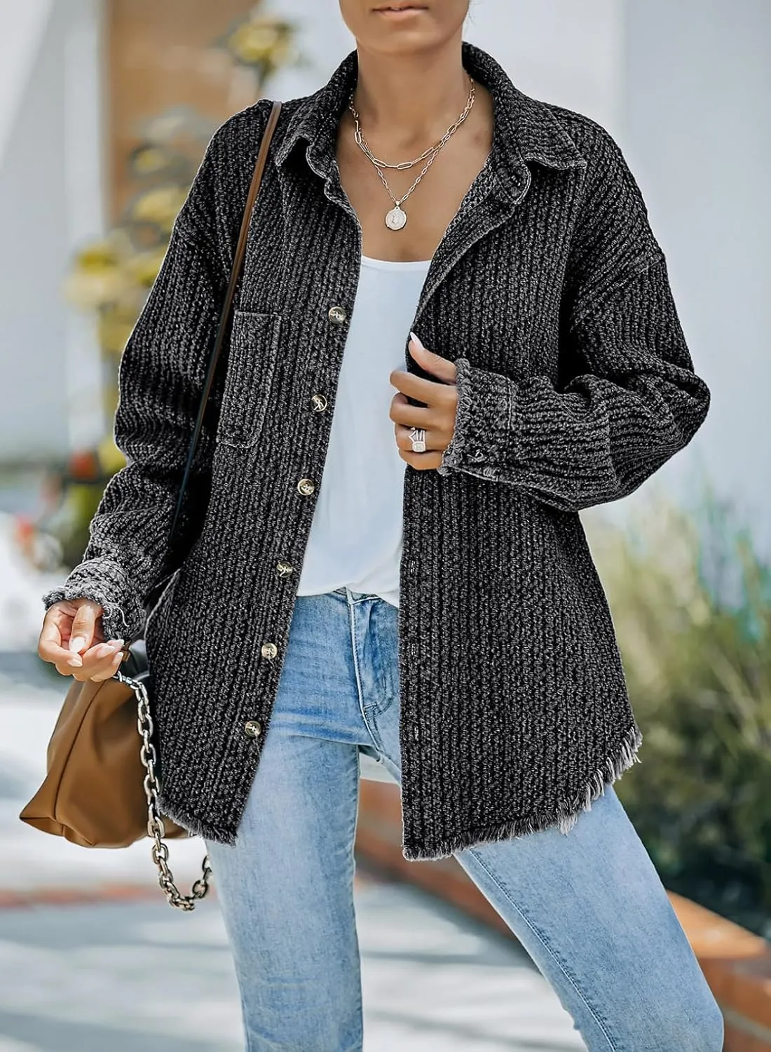 Dokotoo Women's Jean Jackets Button Down Distressed Denim Jacket Casual Long Boyfriend Coats Outwear