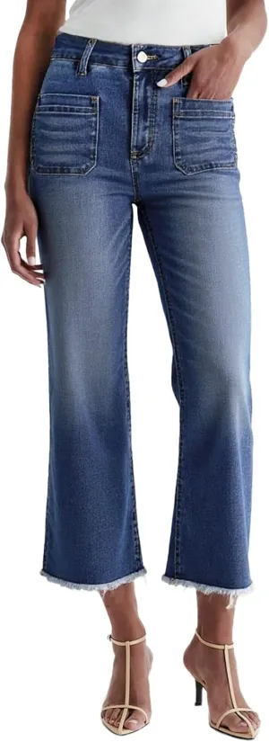 Dokotoo Women's Jeans High Waisted Flare Jeans Raw Hem Denim Pants with Pockets