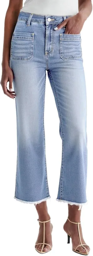 Dokotoo Women's Jeans High Waisted Flare Jeans Raw Hem Denim Pants with Pockets