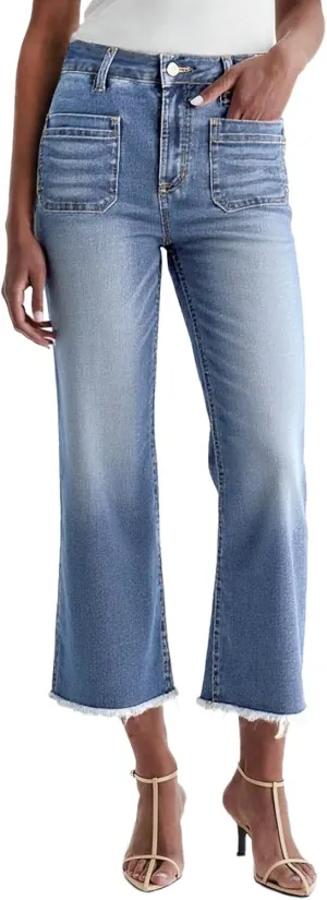 Dokotoo Women's Jeans High Waisted Flare Jeans Raw Hem Denim Pants with Pockets