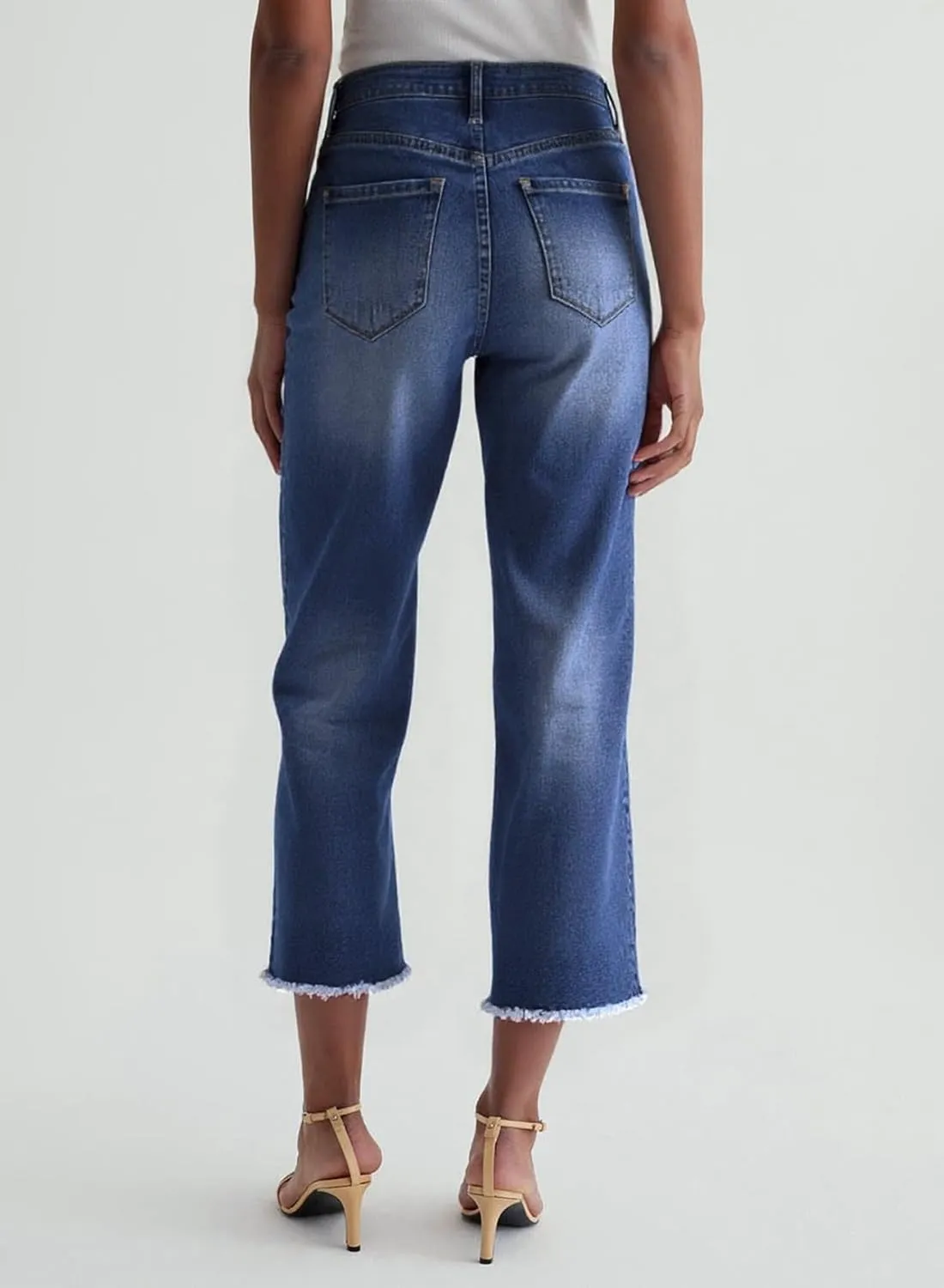 Dokotoo Women's Jeans High Waisted Flare Jeans Raw Hem Denim Pants with Pockets