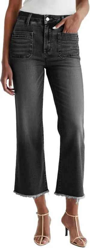 Dokotoo Women's Jeans High Waisted Flare Jeans Raw Hem Denim Pants with Pockets
