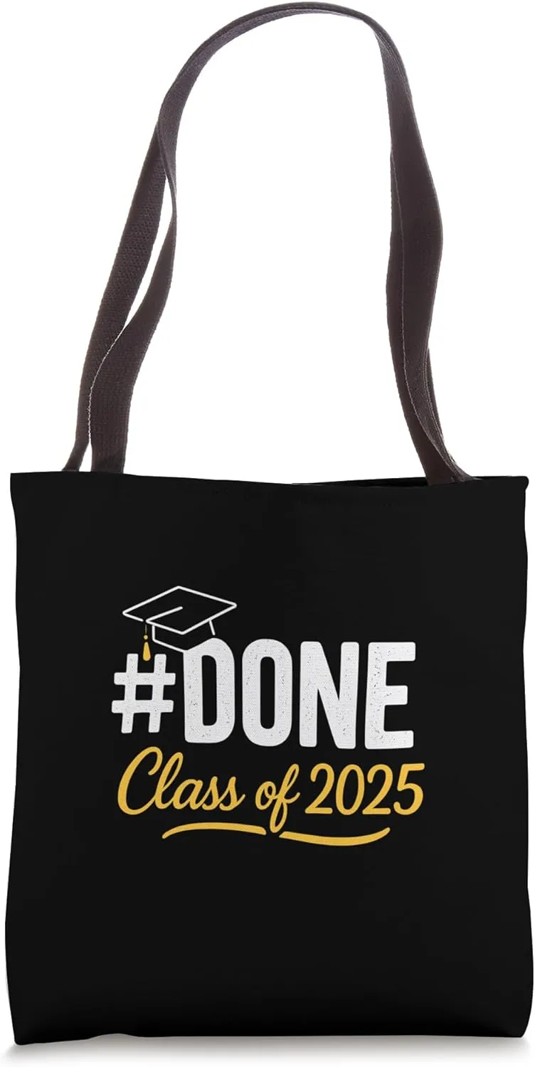 #DONE Class Of 2025 Bold Hashtag Graduation Tote Bag