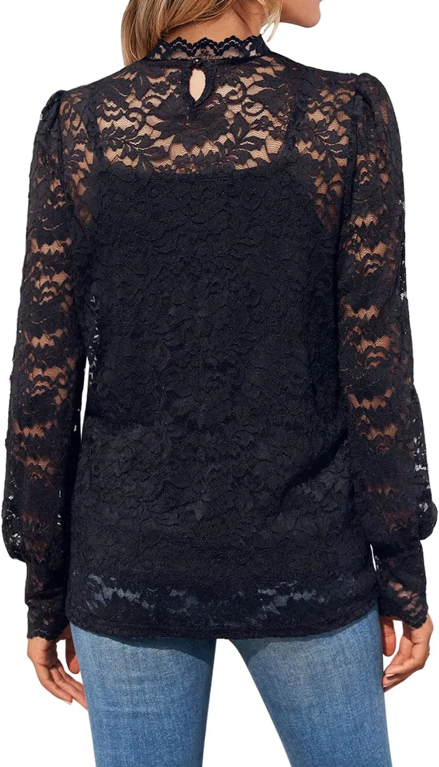DOROSE Womens Tops and Blouses Dressy Casual Lace Floral Long Sleeve Shirts