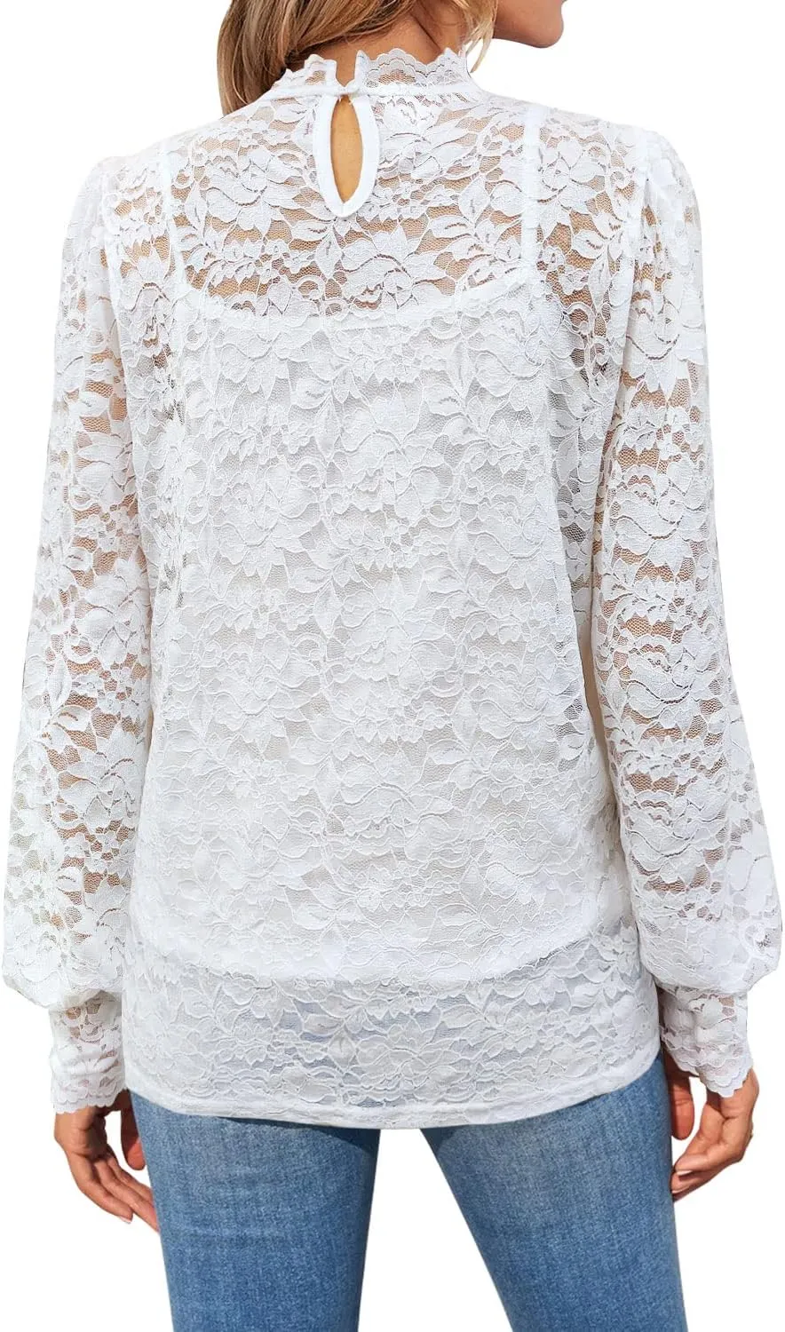 DOROSE Womens Tops and Blouses Dressy Casual Lace Floral Long Sleeve Shirts