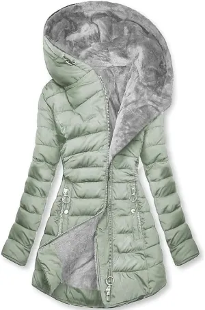 Down Jackets for Women Winter Full Zipper Hooded Sherpa Mid Length Down Coat Cozy Line Plush Lightweight Warm Long Outwear