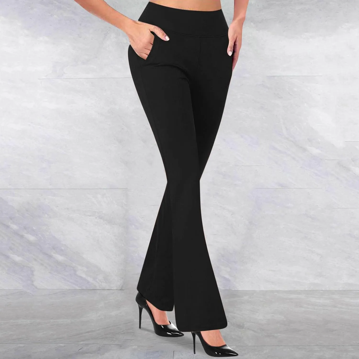 Dressy Pants for Women 2025 Business Casual Work High Waist Stretchy Knit Trousers Daily Pull on Office Slacks Bottom