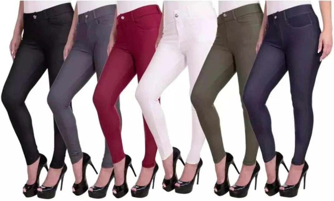 EAG Jeggings for Women's Comfortable Cotton Blend Stretch Leggings Look Denim Jeggings with Pockets (Available in Plus Size)