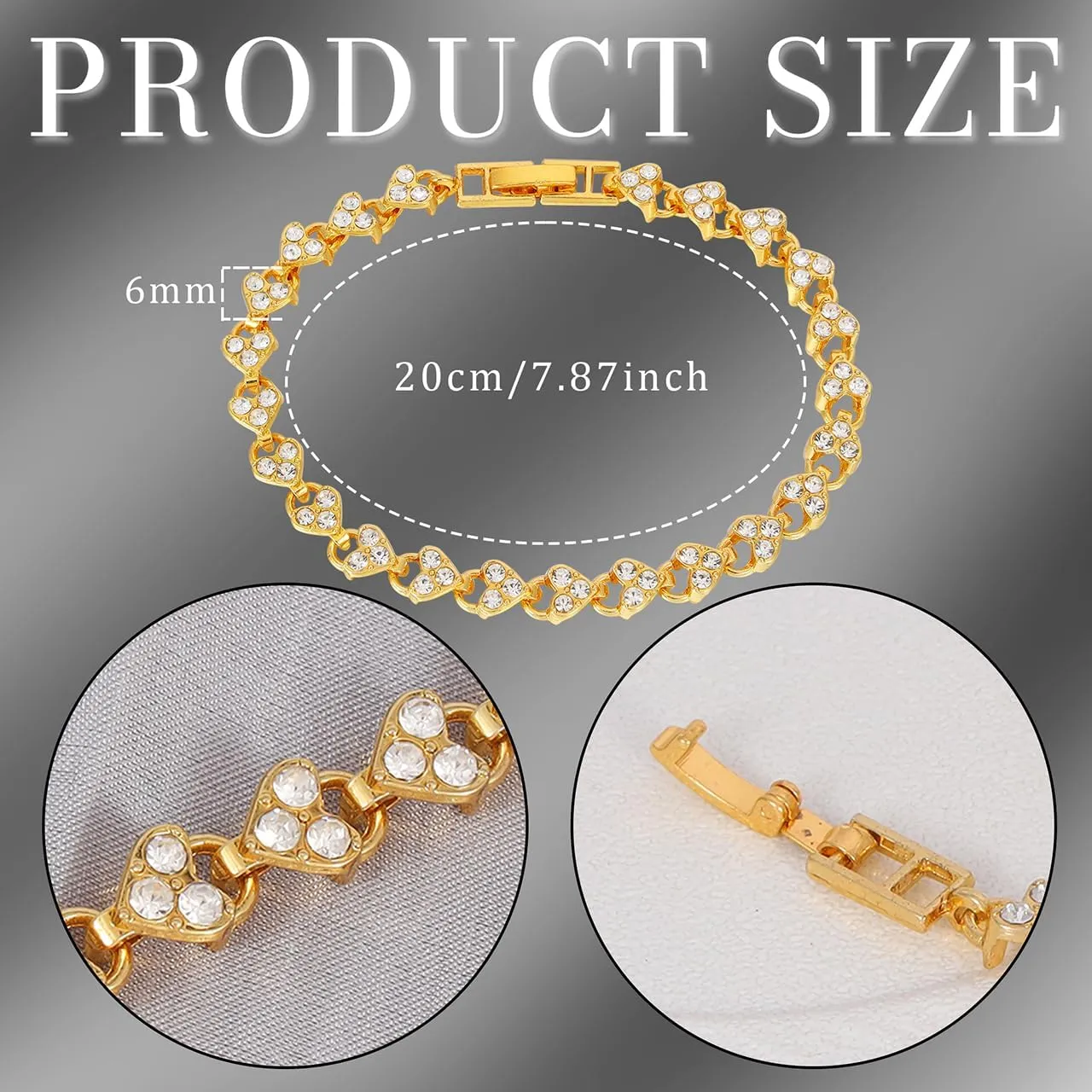 Eigso 1-3 Pcs Rhinestone Heart Pendant Bracelet for Women 6MM Charm Wristlets for Woman
