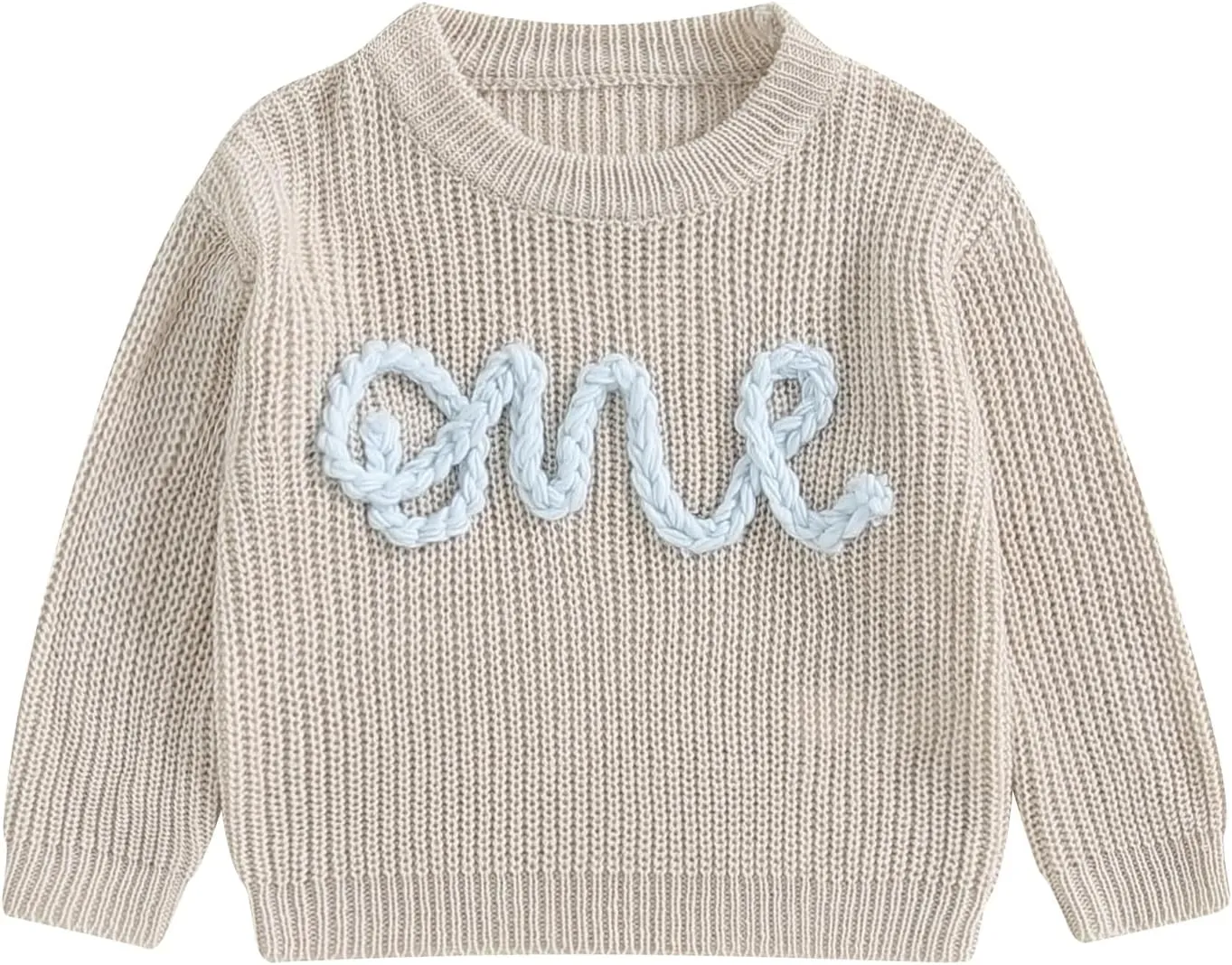 First Birthday Outfit Baby Girl Boy Cute Letter Embroidery Warm Long Sleeve Oversized Sweater Infant Knitwear