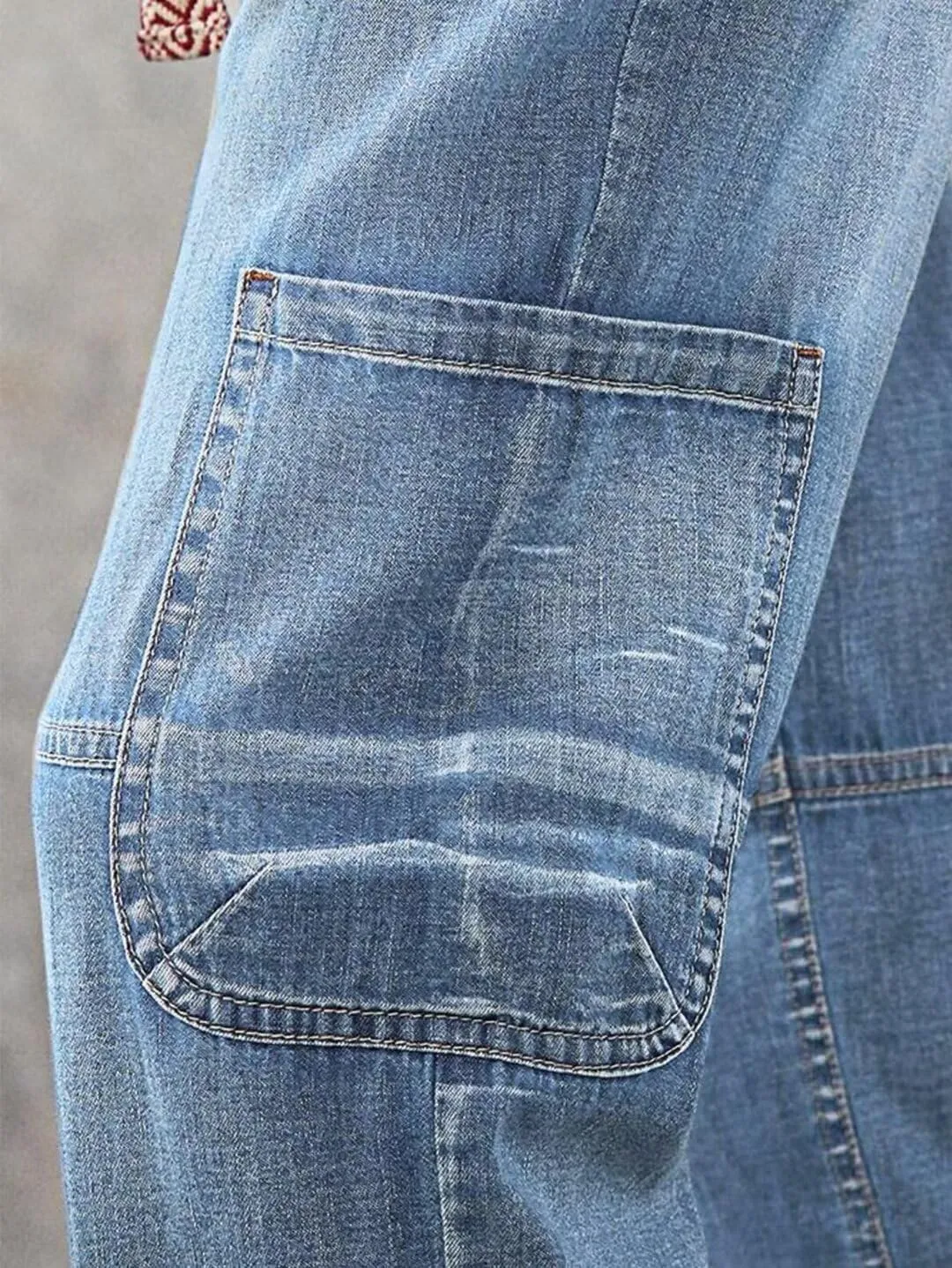 Flamingals Straight Leg Button Fly Jeans for Women Multi Pocket Mid Rise Jeans Without Belt Denim Pants