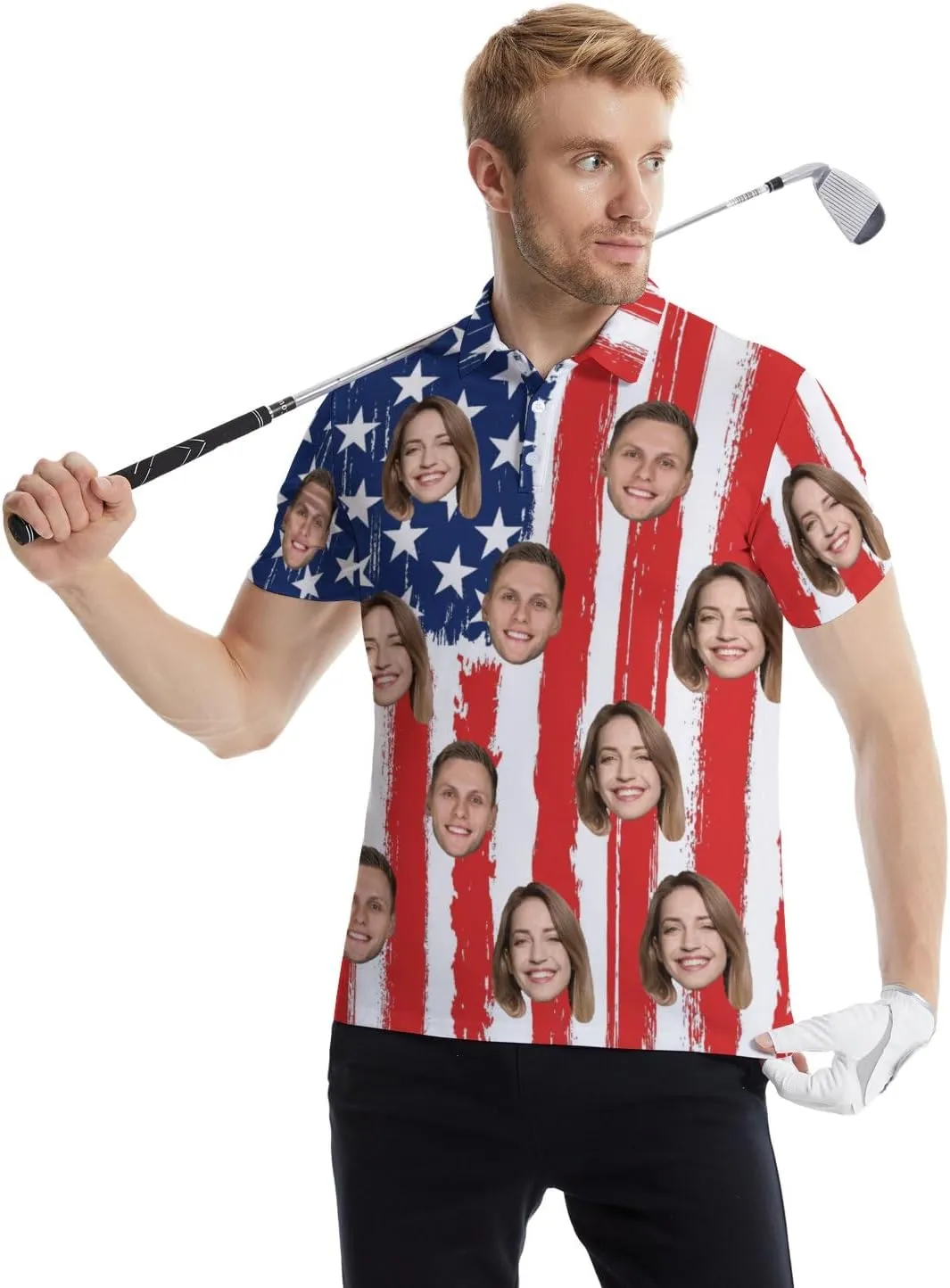 Funny Polo Shirt for Men Fashion Print Short Sleeve Golf Polos Shirts Quick Dry Performance Summer Shirt Golf Outfits