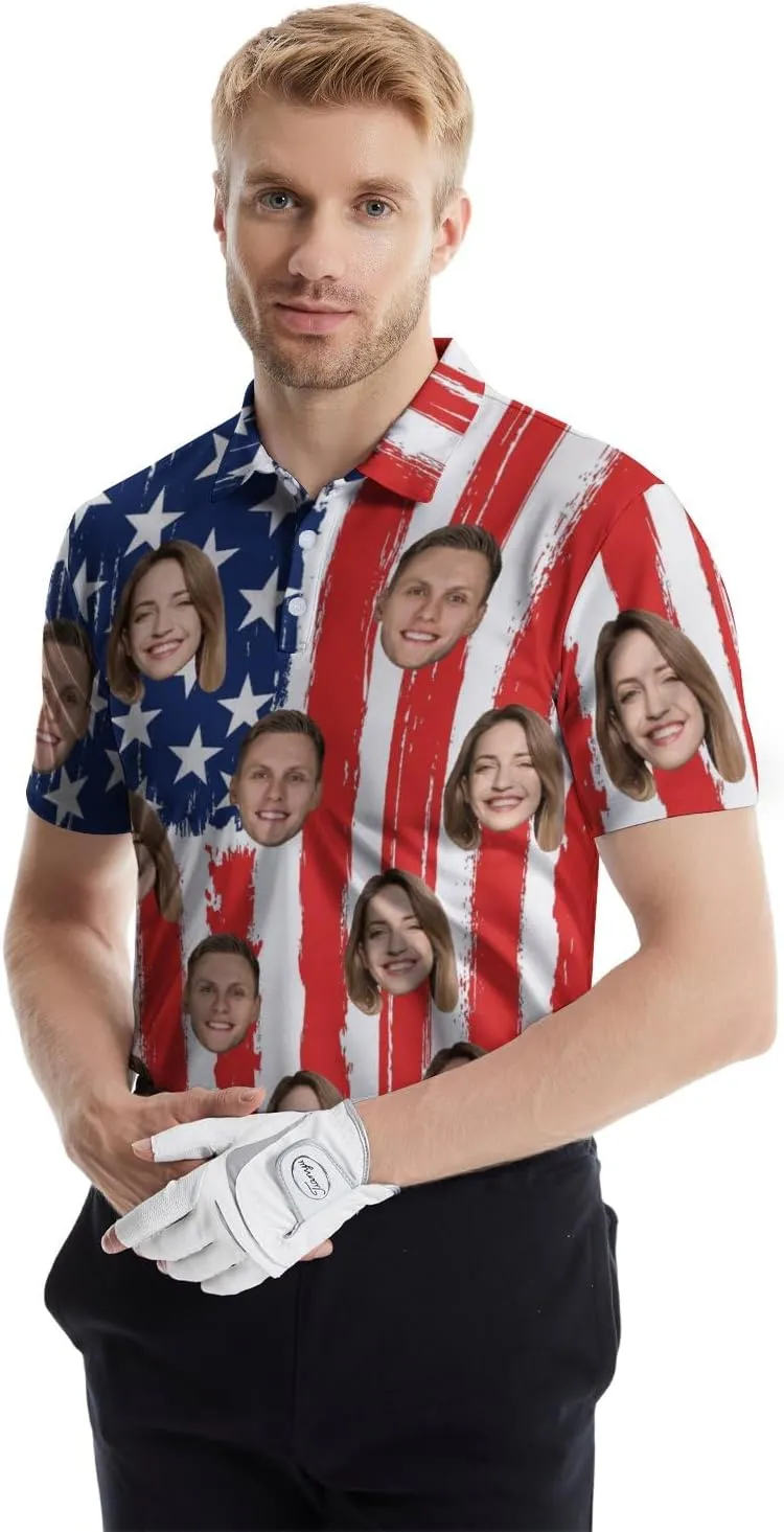 Funny Polo Shirt for Men Fashion Print Short Sleeve Golf Polos Shirts Quick Dry Performance Summer Shirt Golf Outfits