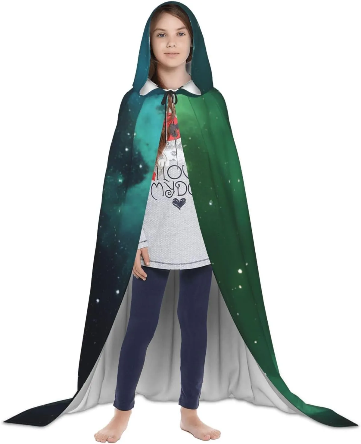 Galaxy Green Teenage Hooded Cloak - Oversized Hat, Comfortable And Durable