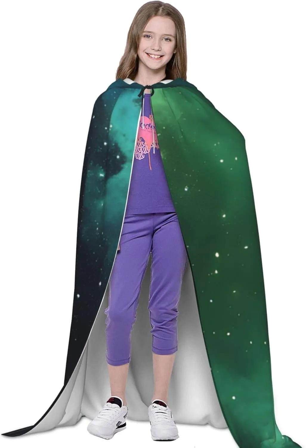 Galaxy Green Teenage Hooded Cloak - Oversized Hat, Comfortable And Durable