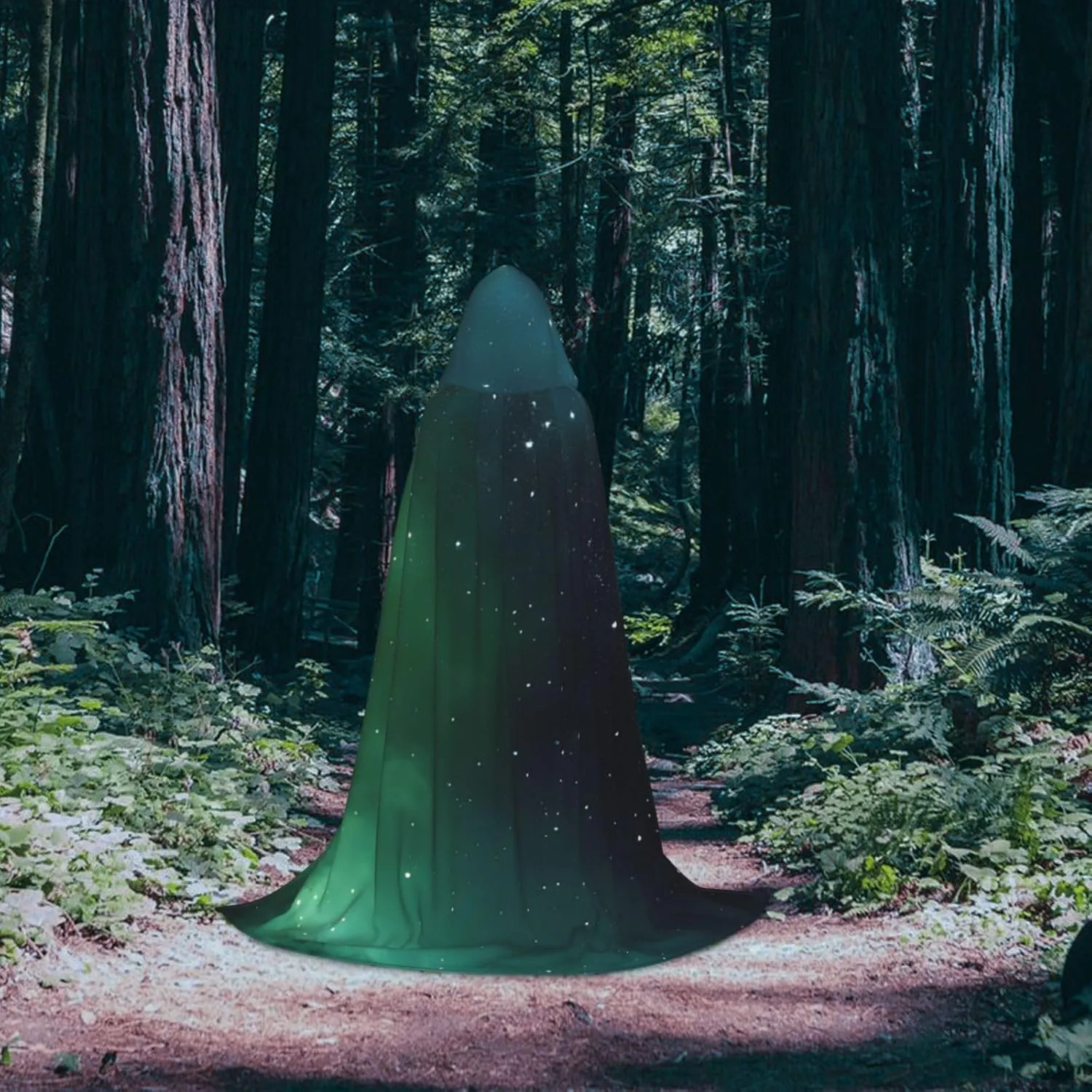 Galaxy Green Teenage Hooded Cloak - Oversized Hat, Comfortable And Durable
