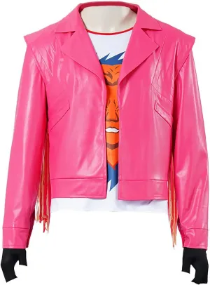 Garrett Costume Leather Pink Jacket Movie Blocky Gaming Cosplay for Men Halloween Suits