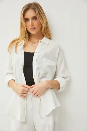 Gauze Roll Up Sleeve Button Down