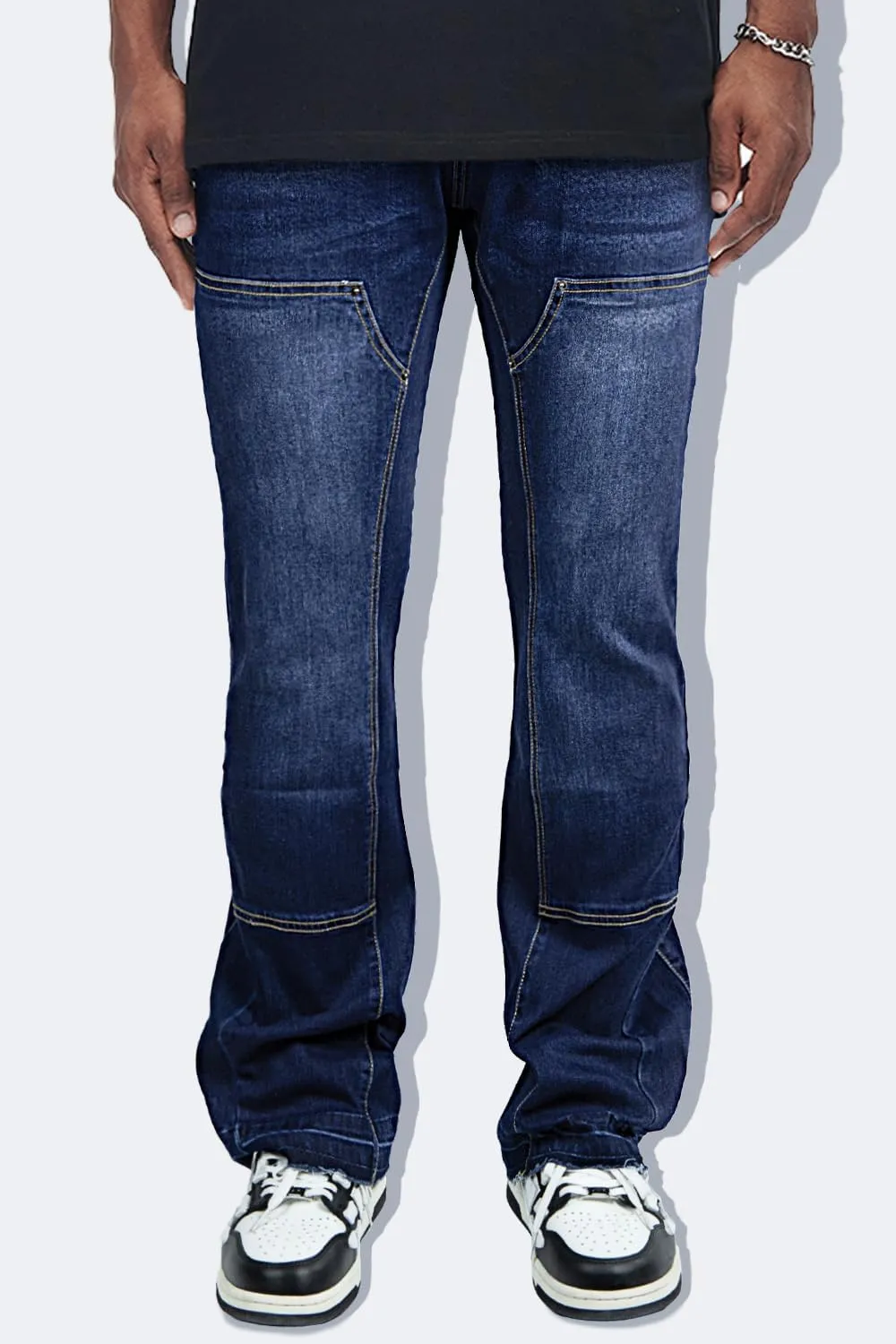 GINGTTO Men's Jeans Slim Fit Flared Stacked Denim Pants Hip Hop Streetwear