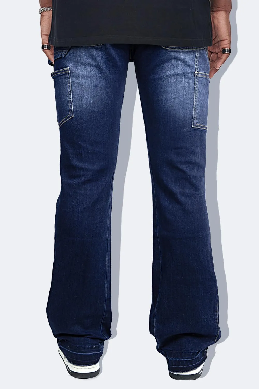 GINGTTO Men's Jeans Slim Fit Flared Stacked Denim Pants Hip Hop Streetwear