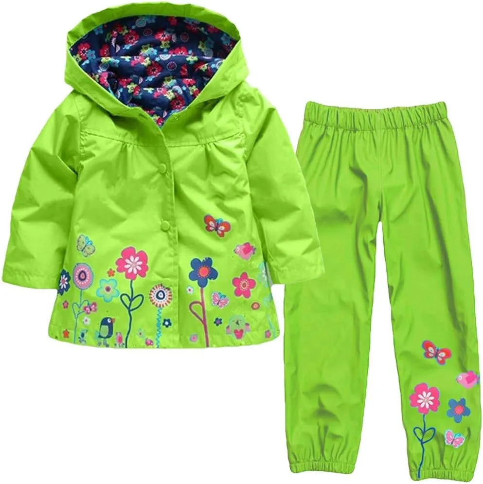 Girls Boys Kids Windbreaker Jacket Raincoat Trench Coat Hoodies Suit Rain Dungarees for Unisex
