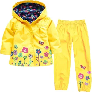 Girls Boys Kids Windbreaker Jacket Raincoat Trench Coat Hoodies Suit Rain Dungarees for Unisex