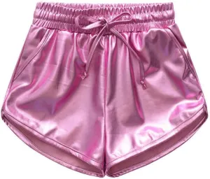 Girls' Metallic Shorts Shiny Hotpants Colourful Sparkly Dance Shorts for 4-13 Years