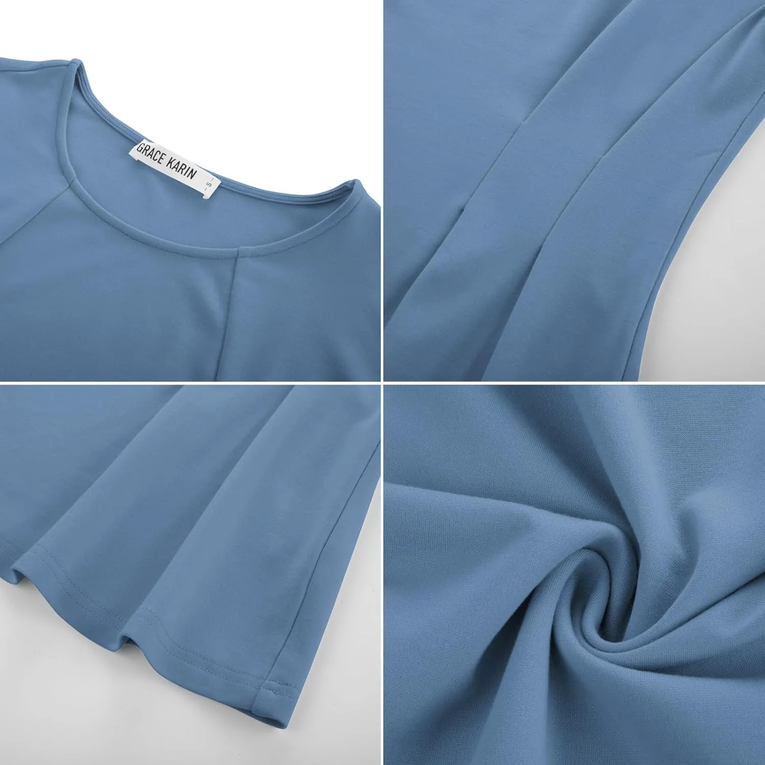 GRACE KARIN Women's Cap Sleeve Peplum Tops Crew Neck Elegant Dressy Casual Blouses Sleveeless Business Work Shirts