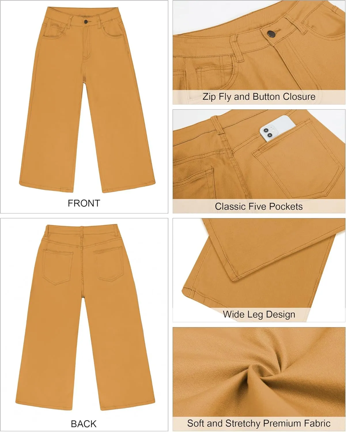 GRAPENT Jean Capris for Women Wide Leg Jeans High Waisted Crop Denim Capri Pants Stretchy Baggy