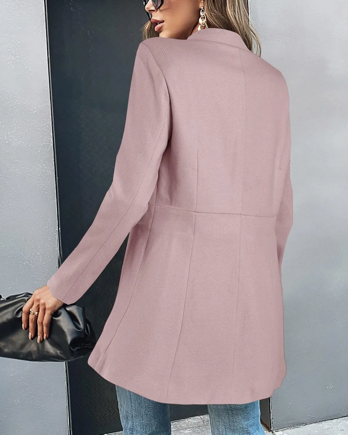 Grlasen Women's Long Pea Coats Winter Wool Jackets Lapel Slim Fit Outerwear Dressy Casual Elegant Warm Overcoats