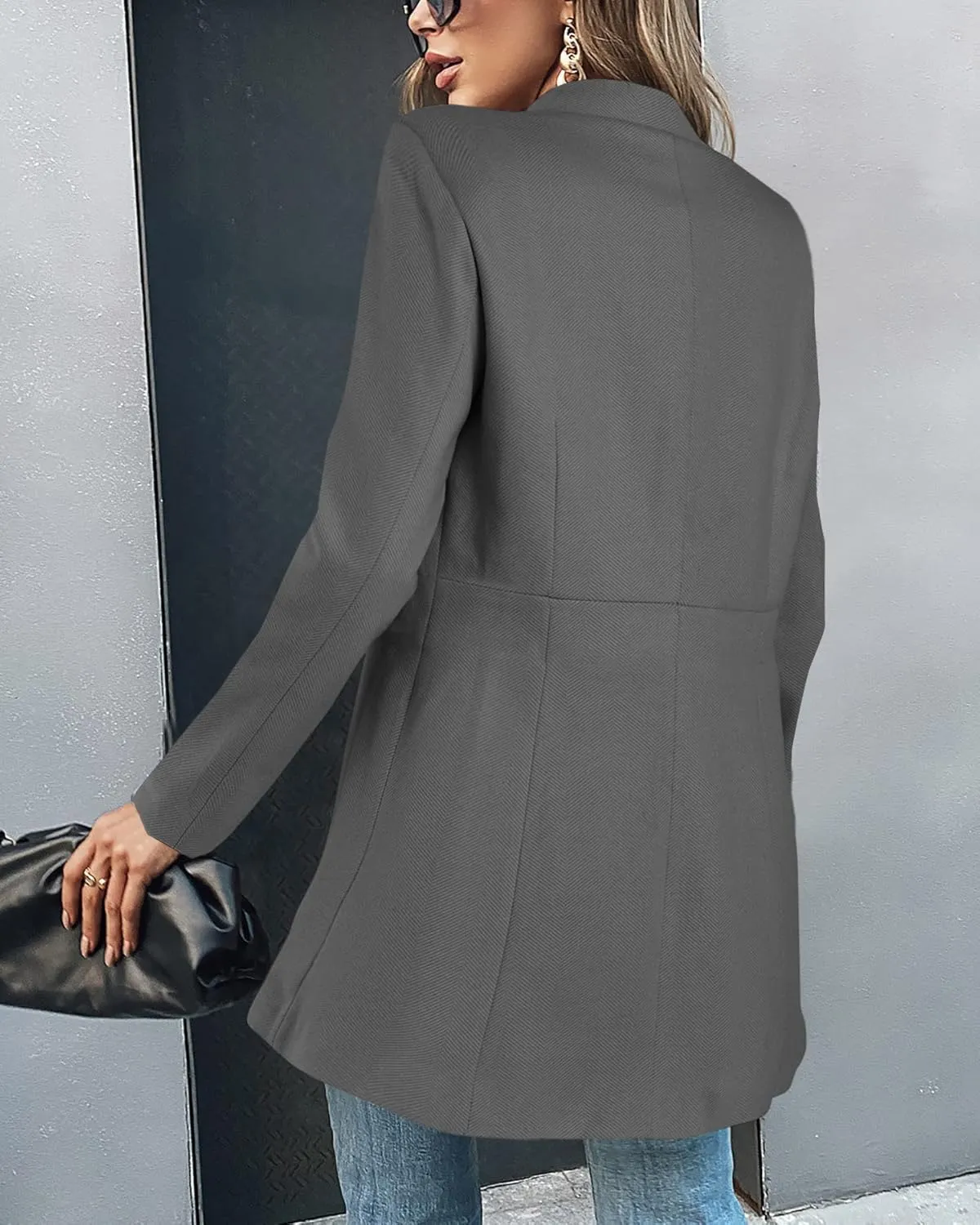Grlasen Women's Long Pea Coats Winter Wool Jackets Lapel Slim Fit Outerwear Dressy Casual Elegant Warm Overcoats