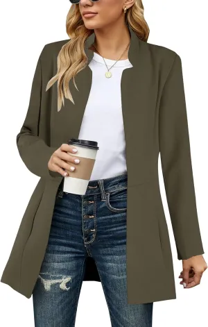 Grlasen Women's Long Pea Coats Winter Wool Jackets Lapel Slim Fit Outerwear Dressy Casual Elegant Warm Overcoats